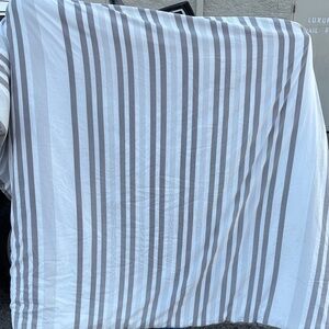 Striped White and Gray Blanket